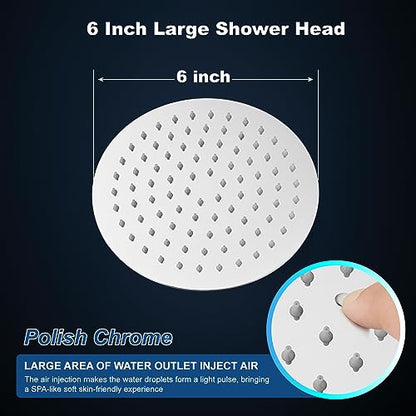 Midanya Round Rain Shower Head,High Pressure,Polish Chrome 6 Inch | 360°Swivel,Ceiling or Wall Mount,Waterfall Full Body Coverage,Bathroom Remodel,Stainless Steel Large Rainfall Shower Head - color: Chrome, size: 6 Inch