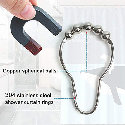 Shower Curtain Hooks Rings, 304 Stainless Steel Shower Curtain Rust Resistant Hooks for Bathroom Shower Rods Set of 12 (Brown) - color: Brown