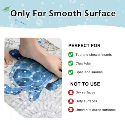 Topotdor Baby Bathtub Mat Non Slip for Kids, 40 X 16 Inch Cute Cartoon Bath Tub Shower Mat Anti Slip with Suction Cups & Drain Holes, Nautical Sea Turtles - color: Nautical Sea Turtles