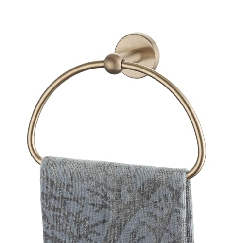 JQK Towel Ring Champagne Bronze, Stainless Steel Half Ring Towel Holder for Bathroom, 7 Inch Wall Mount, TR160-CB - color: Champagne Bronze