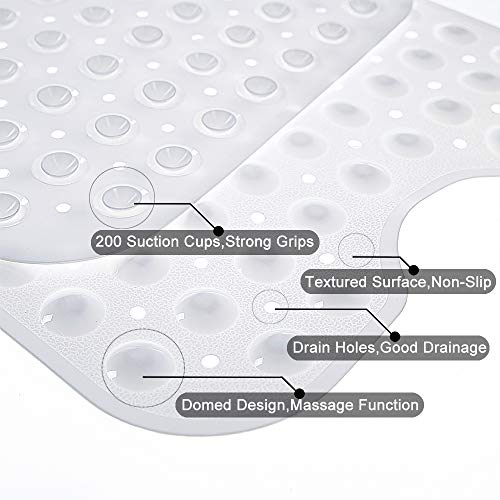 Tree Bud Bathtub Mats for Shower Tub Non-Slip Bath Mat 39 x 16 Inch Extra Long Shower Mat, Bath Tub Mat for Bathroom with Machine Washable, BPA Free for Kids (White) - color: White