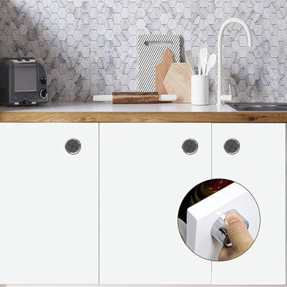 4-Pack Round Adhesive Towel Hooks for Kitchen & Bathroom – No-Drill Push Towel Holder for Hand Towels, Dish Towels, Tea – Self Adhesive Wall Hooks, Black