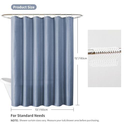QiyI 3 in 1 Waffle Shower Curtain Set with Liner, Moonlight Blue, 72 x 72 | Shower Curtain and Liner Set with Hooks, Waterproof Bathroom Curtain with PEVA Liner & 12 Double Sided Clear Plastic Rings - color: Moonlight Blue, size: 72"W x 72"L (Pack of 1)