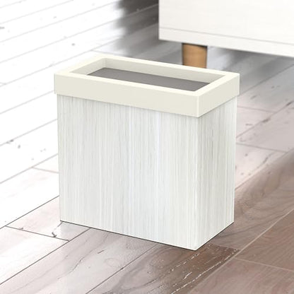 Gatco Small Bathroom Trash Can with Lid, Rectangle 3 Gallon Wastebasket, Under Sink, White Oak with Matte White, for Bathroom, Bedroom, Office (1943W) - color: White Oak/Matte White Lid