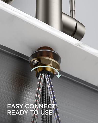 FORIOUS Kitchen Faucet Pull Down Sprayer, Classic High Arc, Brushed Nickel | Lead-Free Stainless Steel, Single Handle Commercial Spring Sink Faucet for Laundry Utility Room, Bar Outdoor Farmhouse Camper - color: Stainless Steel