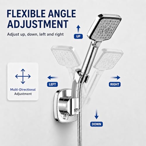 Suction Cup Shower Head Holder, Chrome, Adjustable, No Drill | Strong Suction Hold, No-Drill Removable Mount, Adjustable Angle for Smooth Tile, Glass, Marble and Metal; Fits 1/2-Inch Hoses - style: Chrome-D
