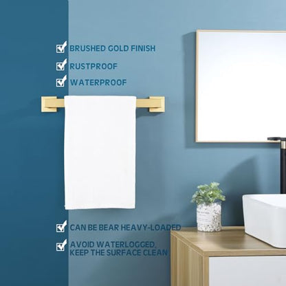 KOKOSIRI Bath Towel Bar Kitchen Dish Cloths Hanger 16 Inch Hand Towel Holder Stainless Steel Wall Mounted, Brushed Gold, B4003BG-L16 - color: Brushed Gold, size: 16-Inch