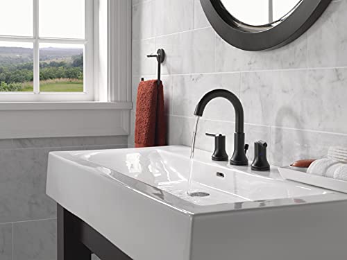 Delta Trinsic Matte Black Bathroom Faucet 3 Hole, 8 Inch Widespread Bathroom Sink Faucet for Vanity, Metal Push-Pop Drain Assembly, Matte Black 3559-BLMPU-DST - color: Matte Black