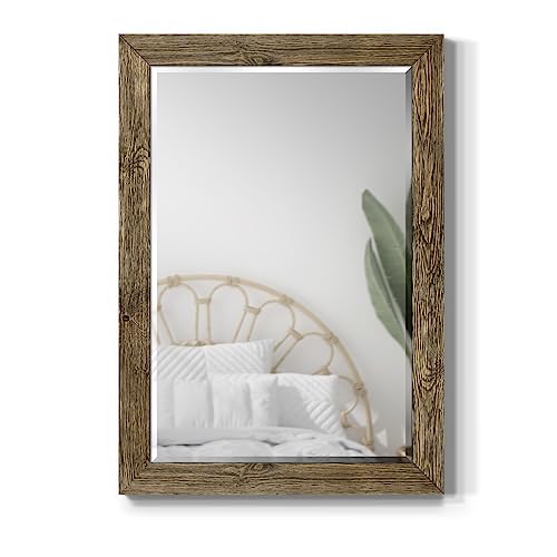 Wexford Home Walnut Vanity Mirror Rectangular Barnwood Framed Wall Mirror for Home Decor, Vertical or Horizontal Hanging, 41x29 - color: Walnut, size: 41"L x 29"W