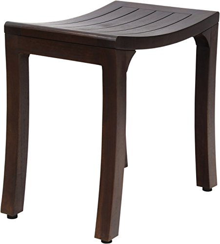 AquaTeak Patented 18" Asia Curve Mocha-Shield Teak Shower Bench - A. Bench | Durable, Water-Resistant Teak, Shower Chair & Shaving Foot Rest, Indoor/Outdoor Use