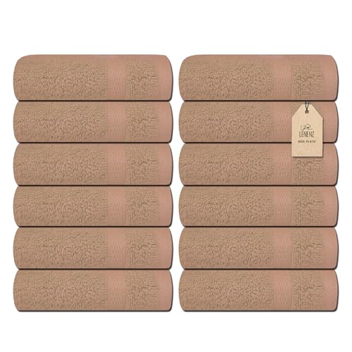 Soft Wash Cloths - 12 Pack Plush and Absorbent Cotton Washcloths for Face, Body, and Baby - Multi-Purpose, Quick-Dry Wash Cloths Set 13x13'' (Beige) - color: Beige, size: Wash Cloths (13”x13”) Pack of 12