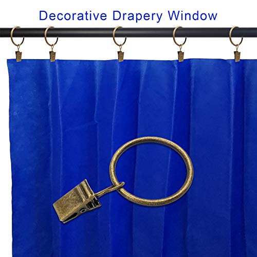 40 Pack Curtain Rings with Clips, Drapery Clips with Rings, Drapes Rings 1.26 in Interior Diameter, Fits up to 1 in Curtain Rod, Bronze - color: Bronze, size: 1.26" I D 40 Pack