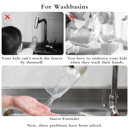 Gjinxi Bathtub Extender 2 Pack Silicone Faucet Extender for Kids Kitchen Sink Bathtub Spout Baby Bathroom Faucet Extenders for Kids Hand Washing Faucets Extenders Fit for Most Faucets