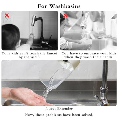 Gjinxi Bathtub Extender 2 Pack Silicone Faucet Extender for Kids Kitchen Sink Bathtub Spout Baby Bathroom Faucet Extenders for Kids Hand Washing Faucets Extenders Fit for Most Faucets