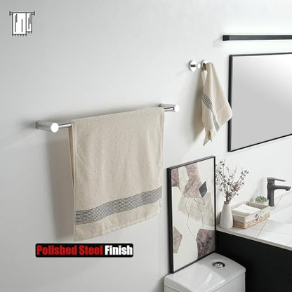 JQK Towel Bar Chrome, 26.5 Inch 304 Stainless Steel Thicken 0.8mm 2 Pieces Towel Rack Bathroom Wall Mount, Useable Length 24 Inch, TB610L24-CH - color: Polished Steel, size: 26.5 Inch