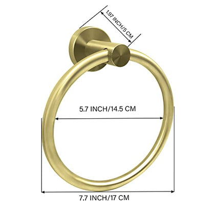 Stainless Steel Gold Towel Ring Hand Towel Holder for Wall Mounted Bathroom Towel Rack holder simple Round Towel Hanger (Brushed Gold) - color: Gold Towel Ring