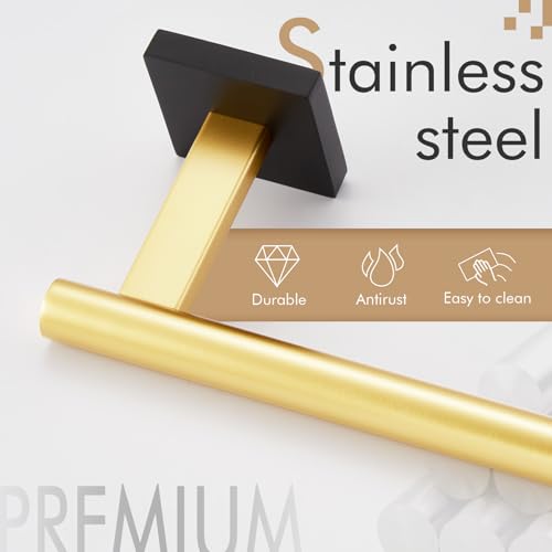 KOKOSIRI Bathroom Towel Bar Hand Towel Holders Wall Mount Toilet Kitchen Cabinet Paper Holder Stainless Steel Bath Hardware Black with Gold, B3008GDK - color: Black Gold, size: 1 Pack