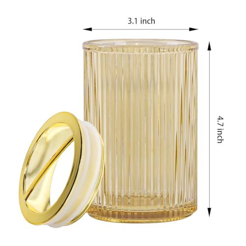 Toothbrush Holders for Bathrooms, 2pcs Amber Glass Toothbrush Holder, Bathroom Toothbrush Cup and Toothpaste Holder with Gold Divider, Tooth Brush and Toothpaste Organizer for Countertop - color: Amber Gold