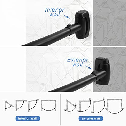 TOPROD Curved Shower Curtain Rod 48-72 Inches Adjustable Round Shower Rods | Black,Rounded Bowed,Stainless Steel,More Shower Space,Need to Drill,for Bathroom, Bathtub - color: Black
