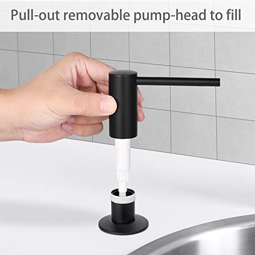 Samodra Sink Soap Dispenser, Metal Pump Head Liquid Lotion Countertop Kitchen Bathroom Soap Dispenser with 17 OZ PET Bottle (Black Matte) - color: Black Matte