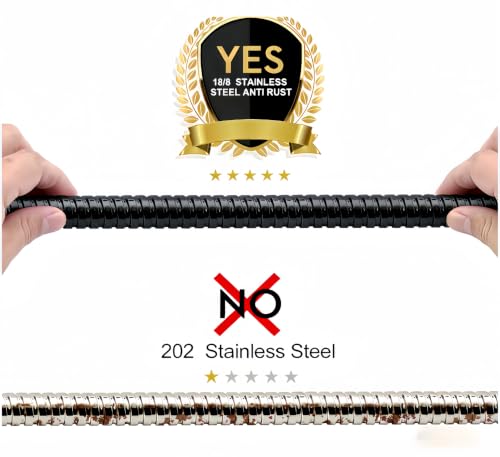 Shower Hose, 59 Inch Extra Long Flexible Stainless Steel Handheld Showerhead Hose Extension with Brass Insert and Nut, Anti-Kink Shower Head Hose Replacement (Black, 59 Inch) - color: Black