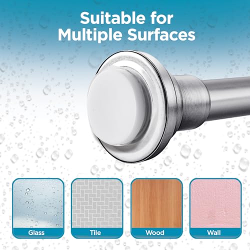 BLACK+DECKER Tension Shower Curtain Rod 42-72 Inch – Drill-Free Adjustable Curtain Rod, Rust-Resistant Stainless Steel Tension Curtain Rod for Shower, Bathroom, Window, Closet – 35 lb Capacity - color: Satin