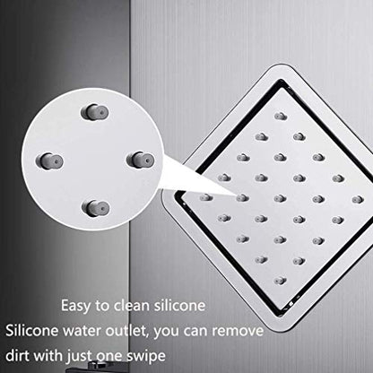 Shower Thermostatic Waterfall Rainfall Shower Panel Tower Shower Shower Column Body Massage Jets Hand Shower Tub Spout Wall Mounted Shower Panel,Silver,B - color: Silver, size: B