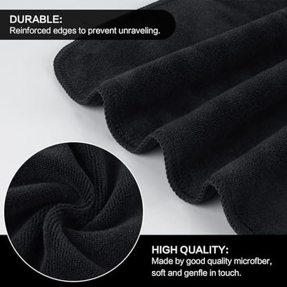 Microfiber Facial Cloths Fast Drying Washcloth 12inch x 12inch Absorbent Face Wash Cloth Soft Makeup Remover Cloths - color: Black-1, size: 1 Count (Pack of 2)