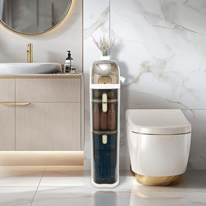 Bathroom Floor Cabinet/Narrow Bathroom Storage Cabinet | Mobile and No Installation Required, Perfect for Small Space Laundry Rooms, Toilet Areas and Living Room Gaps - size: 3-Tiers