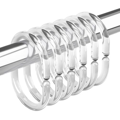 Plastic Shower Curtain Rings, Shower Curtain Hooks, 24 Pcs C Shaped Shower Hooks for Shower Curtain, Clear Shower Curtain Hooks for Bathroom - color: Clear