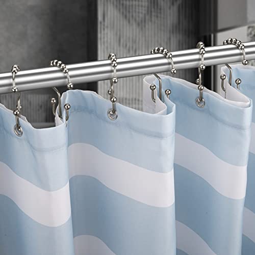 Titanker Shower Curtain Hooks Rings, Rust-Resistant Metal Double Glide Shower Hooks for Bathroom Shower Rods Curtains, Set of 12 Hooks - Matte Nickel - color: Matte Nickel, style: Modern