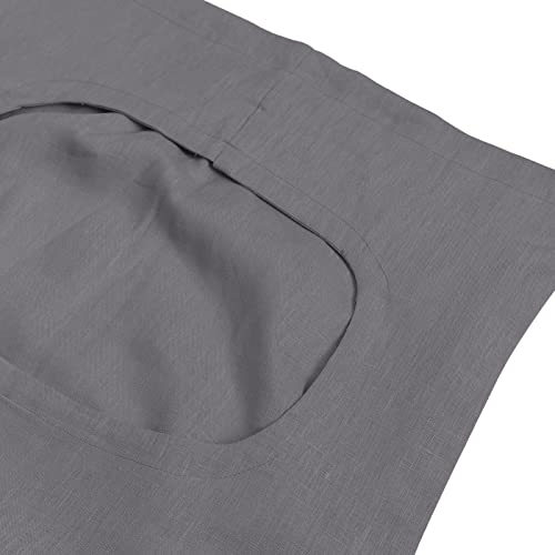 Amazhiyu Pure Linen Over The Door Laundry Hanging Hamper Bag with Bottom Zipper and Pockets Grey - color: Grey