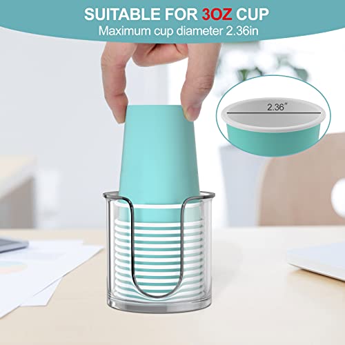 Bathroom Cup Dispenser,Small Disposable Paper Cup Holder,Compact Mouthwash Cups Holder PC Cup Dispenser for Bathroom Vanity Countertop (2 Pack) - color: Clear, size: 3 OZ
