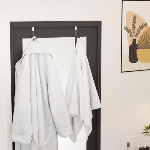 2 Pack Over The Door Hooks(L=7"), Over Door Hanger, Heavy Duty No Drill Hanger for Towels, Coats, Hats, Bags in Bathroom, Bedroom, Kitchen, Living Room-Black - color: Black(2 Pack 7")