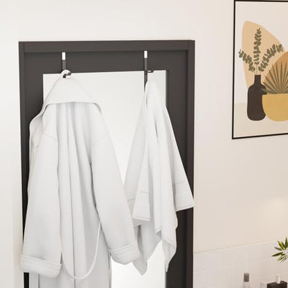 2 Pack Over The Door Hooks(L=7"), Over Door Hanger, Heavy Duty No Drill Hanger for Towels, Coats, Hats, Bags in Bathroom, Bedroom, Kitchen, Living Room-Black - color: Black(2 Pack 7")