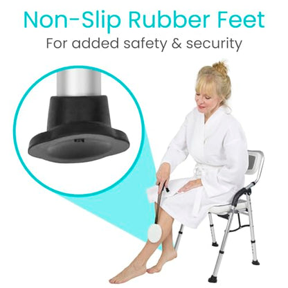 Vive Shower Chair for Elderly and Disabled - Folding Seat with Arms and Back - Foldable Bathroom Chairs for Sitting, Inside Shower - Portable for Travel - Fold Down, Collapsible, Compact & Comfortable | Foldable Bathroom Chairs for Sitting, Inside Shower