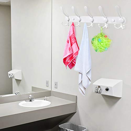 Wall Mounted Coat Rack, 2 Packs 15 Hooks Stainless Steel Coat Hook Rail for Coat Hat Towel Purse Robes Entryway Bathroom Closet Room - color: White