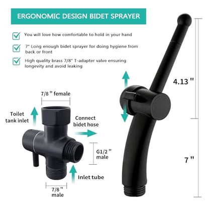 BARROCK Bidet Sprayer for Existing Toilet, Advanced Handheld Ergonomic Jet Spray Set with Precision Water Pressure Control for Muslim Shower/Feminine Hygiene/Pet Cleaning, Matte Black - color: Matte Black
