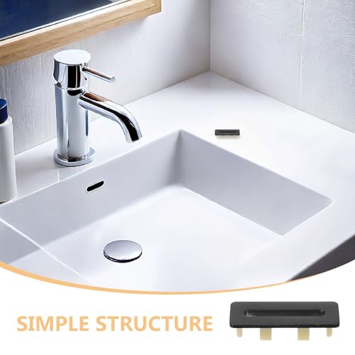 3pcs Sink Overflow Cover: Washbasin Drain Overflow Hole Plug - Metal Basin Cover Cap for Vanity Bathtub - Rectangle Kitchen Sink Hole for Bathroom Basin