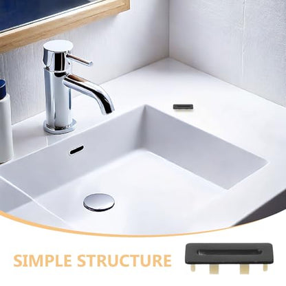 3pcs Sink Overflow Cover: Washbasin Drain Overflow Hole Plug - Metal Basin Cover Cap for Vanity Bathtub - Rectangle Kitchen Sink Hole for Bathroom Basin