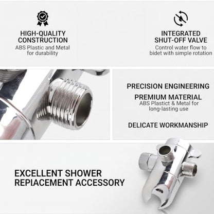 3 Way Shower Diverter Valve, 1/2 In IPS Metal Shower Head Splitter | Shower Holder, Dual External Male Threaded Ports, Switchable Water Outlets, for Standard Household Shower System