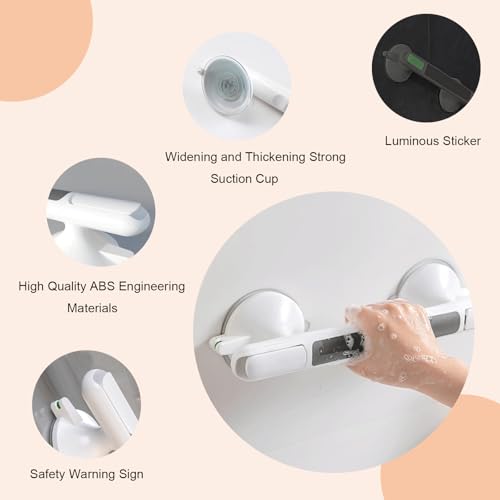 Grab Bar for Elderly for Wall,Grab Bar for Bathtubs and Showers,Shower Handle,Non-Slip Handrail Safety Grip for Seniors No Drilling,Shower Handles for Elderly Suction,Bathroom Accessories