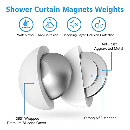 VANZAVANZU 3 Pairs Shower Curtain Weights, Silicone Wrapped Magnets, Heavy Duty Magnets Prevent Curtain Liner from Blowing, Rust-Free, White - color: White, size: 1.2"W x 1.2"L (Pack of 3)