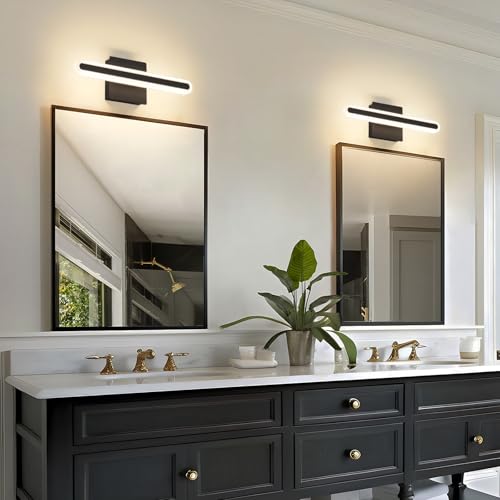 Modern LED Bathroom Vanity Light Fixtures, 5CCT Dimmable Bathroom Light Bar | Hardwired Vanity Light, 15.7-Inch 16W Black Makeup Mirror Lights - color: Black-Dimmable, size: 15.7inch-5CCT