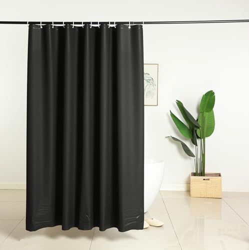 Black Shower Curtain Liner 70x72 inch for Bathroom Waterproof and Heavy Duty Bath Shower Curtain with 3 Weights - color: Black, size: 70"W x 72"L (Pack of 1)