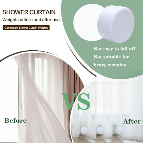 3 Sets Shower Curtain Weights Bottom, Magnetic Heavy Duty Weights Premium Shower Curtain Liner Clips Added Weight, Work for Drapery, Tablecloth, Stop Shower Curtain Blowing in, White Weights - color: White