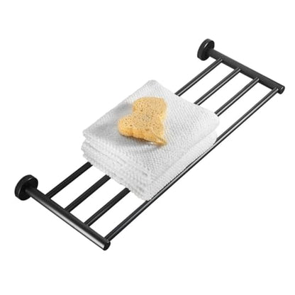 Bathroom Towel Rack, Hotel Style Towel Racks for Bathroom Wall Mounted, Modern Towel Bar Rack 23.6 Inch, 2-Tier Towel Shelves, Black - color: Black, size: 24 Inches