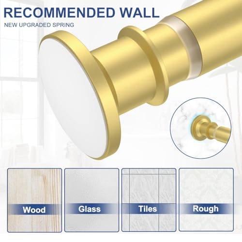 Gold Tension Rod 18-32 Inch, No Drill Spring Rod | Adjustable Stainless Steel Rod, No Drilling Required, Ideal For Closets And Small Windows - color: Gold