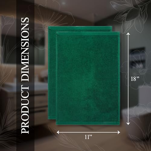 Fingertip Hand Towel | Absorbent |11x18 | Terry Velour Premium Washcloths, Bathroom use, 100% Cotton, Face, fingertip, Soft, Guest Towels (Pack of 4) (4, Green) - color: Green