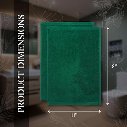 Fingertip Hand Towel | Absorbent |11x18 | Terry Velour Premium Washcloths, Bathroom use, 100% Cotton, Face, fingertip, Soft, Guest Towels (Pack of 4) (4, Green) - color: Green